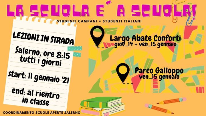 LA SCUOLA E’ A SCUOLA! – Continuano le lezioni in strada di studenti e docenti