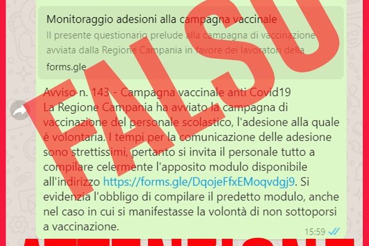 Allarme per falso annuncio per il vaccino al personale scolastico