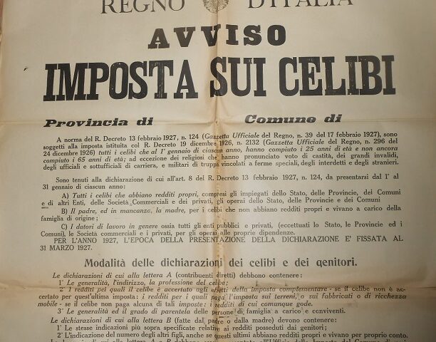 Il 13 febbraio 1927 nasce in Italia la tassa per i celibi