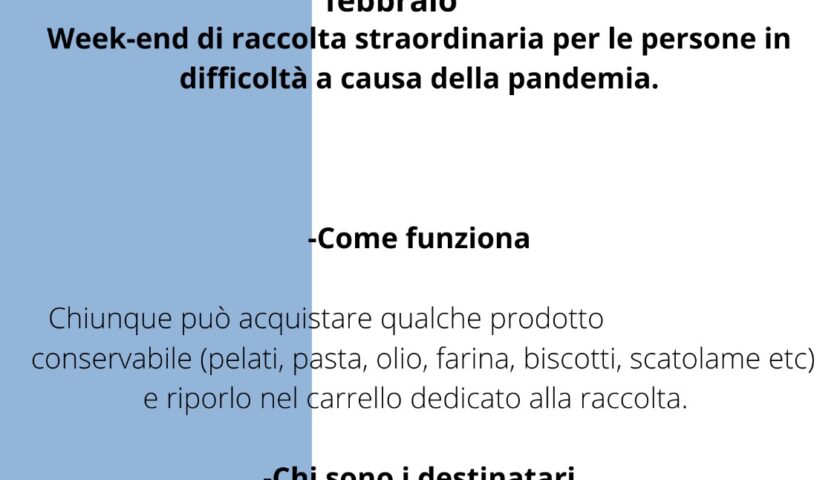 Emergenza povertà ai tempi del Covid-19: a Salerno due week-end di raccolta alimentare