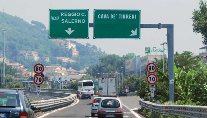 A3 NAPOLI-POMPEI-SALERNO: CHIUSO PER UNA NOTTE IL TRATTO SALERNO-CAVA DE’ TIRRENI VERSO NAPOLI