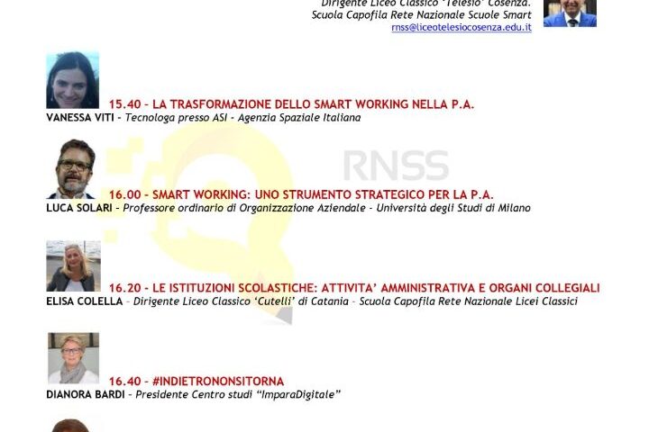 L’ISS PISACANE DI SAPRI AL PRIMO MEETING NAZIONALE ORGANIZZATO DALLA RETE NAZIONALE SCUOLE SULLO SMART WORKING