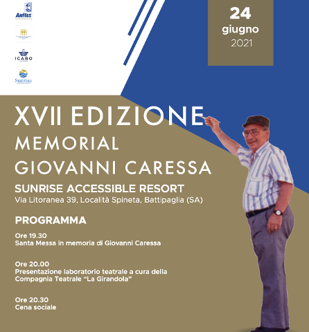 Tutto pronto per la XVII del Memorial Giovanni Caressa.  Stasera l’evento annuale a cura di Anffas Onlus Salerno