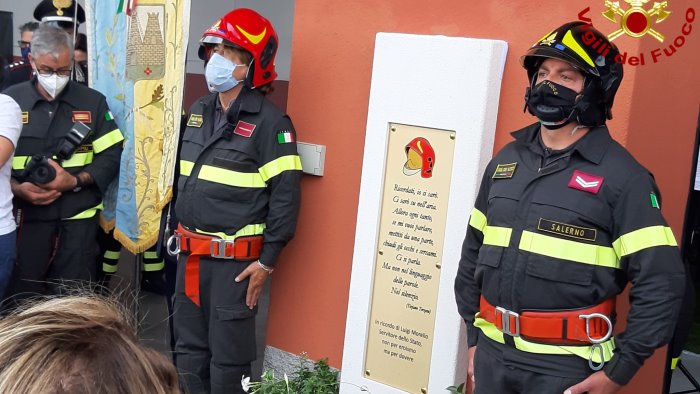 Sala Consilina, sede dei vigili del fuoco alla memoria di Luigi Morello ucciso dal covid