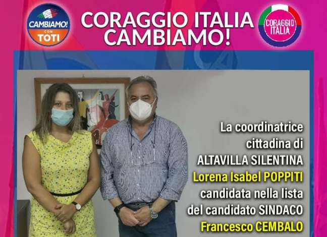 Coraggio Italia ad Altavilla Silentina appoggia il candidato Cembalo