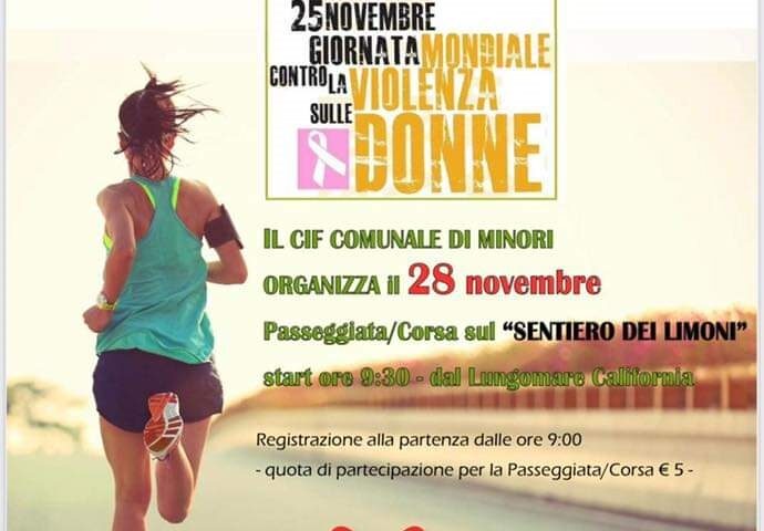 Sentiero dei Limoni, domenica a Minori si corre per dire “NO” alla violenza sulle donne