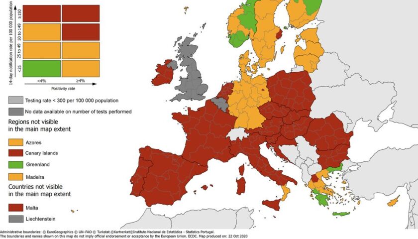 Mappa Edc, anche la Campania è in zona rossa