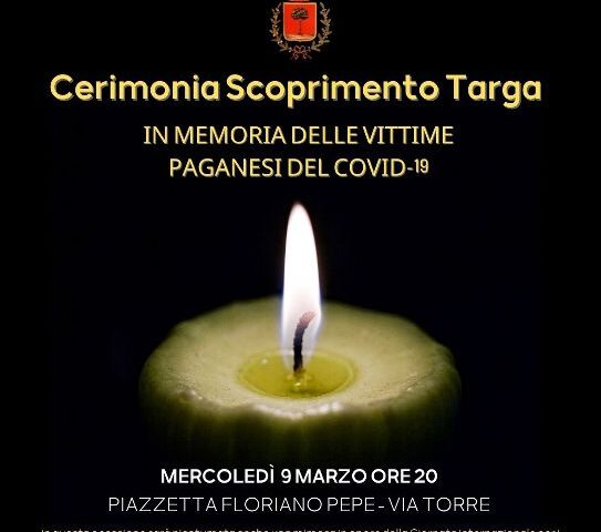 Pagani, una targa dedicata alle vittime del Covid 19