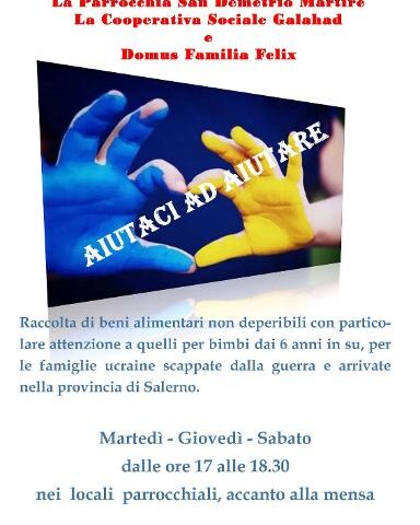 Ucraina, al via la raccolta alimentare per le mamme e i bambini giunti in provincia di Salerno 