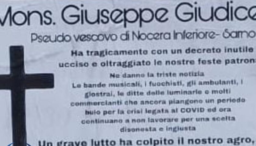 Manifesti contro il vescovo della Diocesi Nocera/Sarno: identificato il responsabile, è di Nocera Inferiore