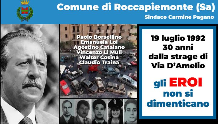Roccapiemonte ricorda le vittime della strage di Via D’Amelio a Palermo