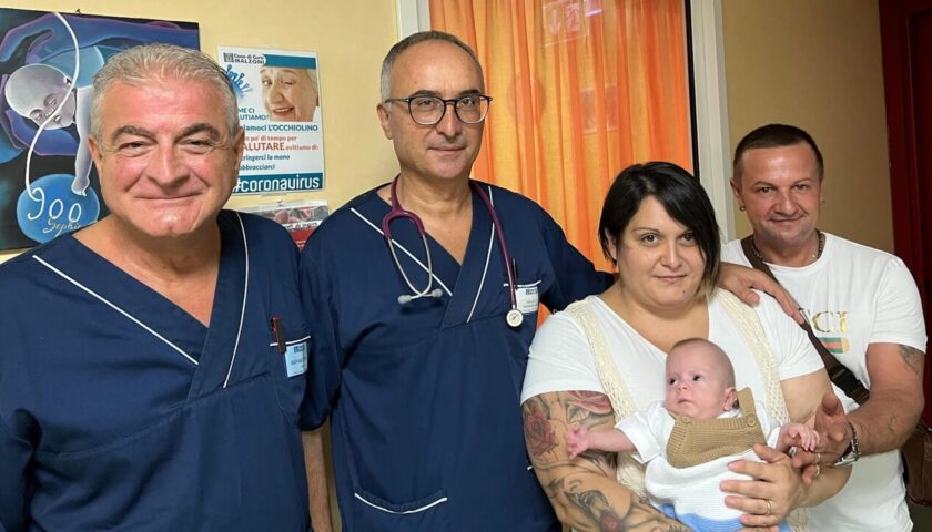 Dopo 4 gravidanze interrotte e un’emorragia, nasce il piccolo Domenico: “miracolo dell’equipe del dottore Petta”