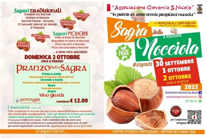 Giffoni sei Casali, tre giorni con la sagra della nocciola a Prepezzano