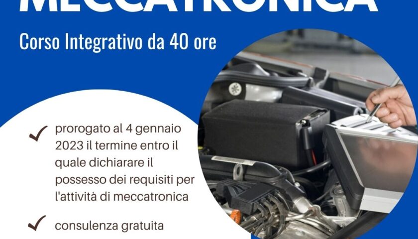 CONFESERCENTI, OBBLIGO REQUISITO MECCATRONICA PROROGATO IL TERMINE AL 4 GENNAIO