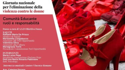 Giornata contro la Violenza sulle Donne, a Pagani domani confronto presso la sala Tommaso Maria Fusco dell’Auditorium