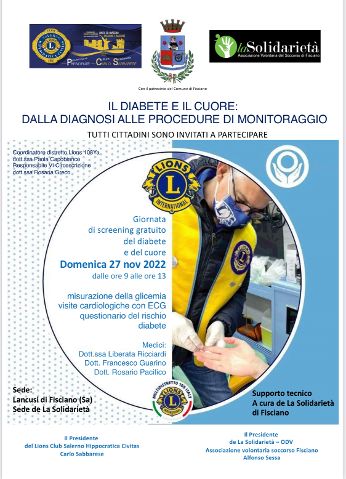 PRESSO LA SEDE DE “LA SOLIDARIETA’” DI FISCIANO  LA GIORNATA SUL DIABETE