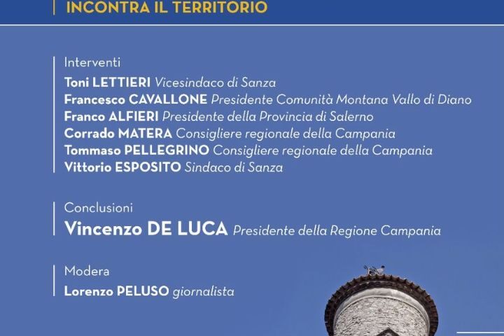 Il presidente della Regione Campania, De Luca, avvia le attività del progetto “Sanza il Borgo dell’accoglienza”