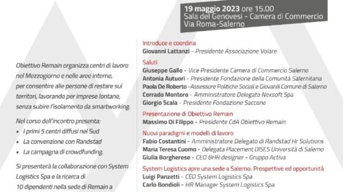Salerno, 200 posti di lavoro con azienda del Modenese