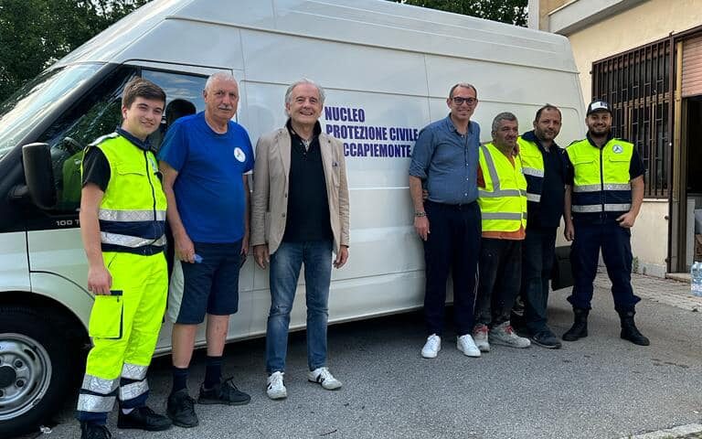 LA PROTEZIONE CIVILE DI ROCCAPIEMONTE A SANT’AGATA SUL SANTERNO, CITTADINA DEL RAVENNATE COLPITA DA ALLUVIONE