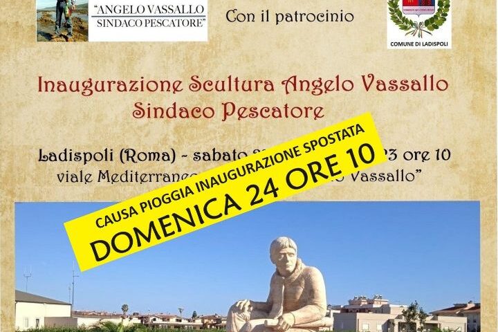 DOMENICA A LADISPOLI INAUGURAZIONE DELLA SCULTURA IN MEMORIA DI ANGELO VASSALLO