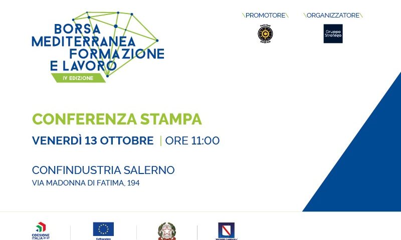 Borsa Mediterranea Formazione Lavoro, venerdì 13 ottobre in Confindustria la conferenza di presentazione