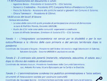 Volontariato: a Salerno l’incontro “Quale ruolo per Terzo settore nelle case della comunità”