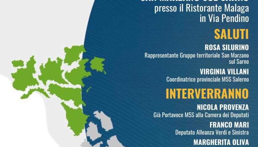 M5S, Villani: “A San Marzano sul Sarno convegno sull’ Autonomia differenziata quali rischi per il Sud con Roberto Fico