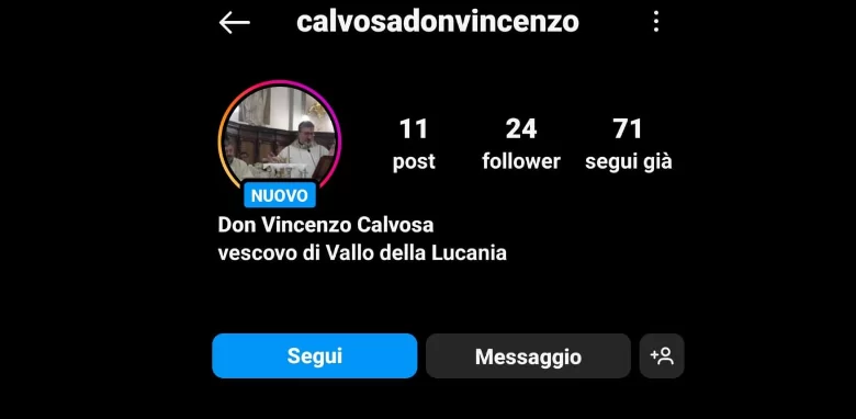 Vallo della Lucania, il Vescovo Calvosa su Instagram: è un account falso e la Diocesi mette in guardia i fedeli
