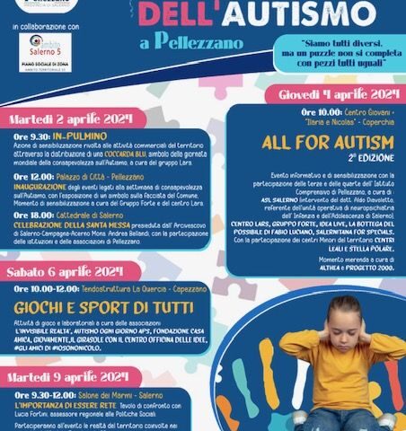 CAMPAGNA DI SENSIBILIZZAZIONE A PELLEZZANO PER LA SETTIMANA DELL’AUTISMO