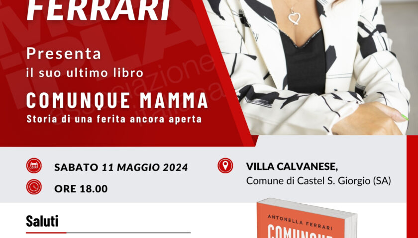 Antonella Ferrari a Castel San Giorgio per  presentare “Comunque mamma: Storia di una ferita ancora aperta”