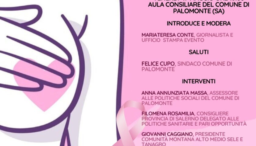 Palomonte: Convegno sui tumori al seno, Massa –“Prevenzione e gestione della malattia, così siamo accanto alle donne”.