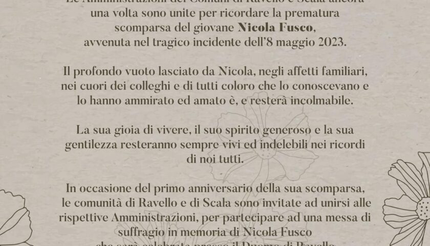 Ravello e Scala unite nel ricordo di Nicola Fusco