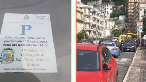 Ordinazione di don Raimo a Salerno, la denuncia: “multe e rimozioni sul Trincerone per liberare posti auto da destinare ai Vip”