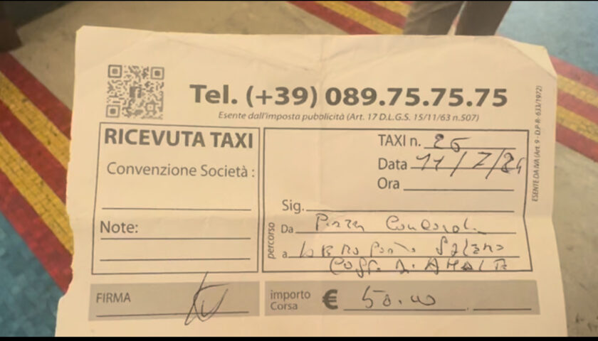 AEROPORTO COSTA D’AMALFI, “IL TAXI COSTA PIU’ DEL VOLO”. SEGNALAZIONE AL SINDACO DA UN VIAGGIATORE