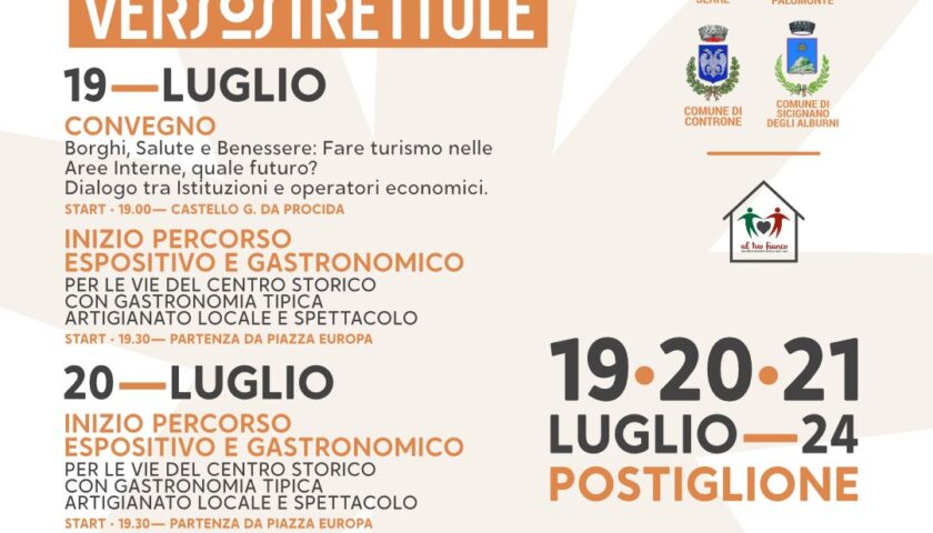 A Postiglione Cultura, Turismo ed Enogastronomia, con Alburni Borghi, Salute e Benessere: verso Strettule