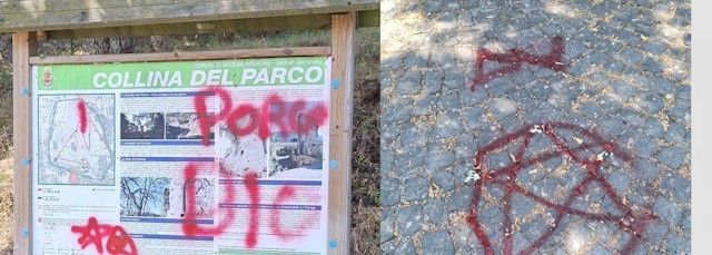 Nocera, scritte blasfeme e simboli Br sulla strada per il parco Fienga a Nocera Inferiore