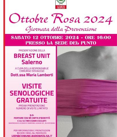 Ottobre in rosa a Baronissi: giornata di prevenzione con visite gratuite per il tumore al seno