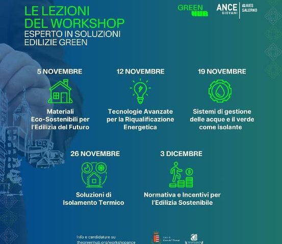 Ance Aies Salerno, “Esperto in soluzioni edilizie green”. Al via workshop per una nuova edilizia sostenibile
