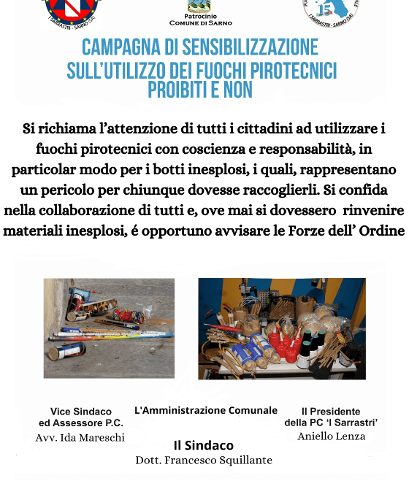 Sarno, campagna di sensibilizzazione della Protezione Civile “I Sarrastri” sull’utilizzo dei fuochi
