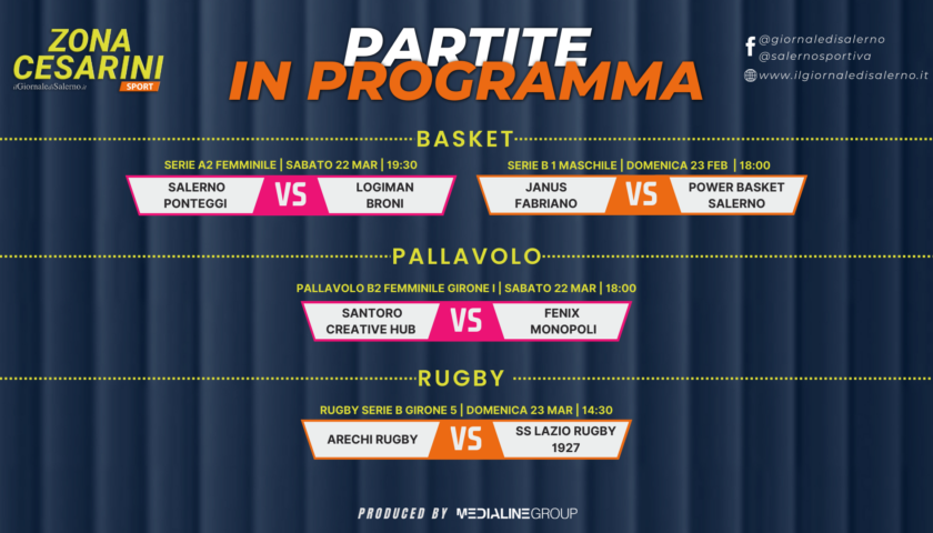 Basket, pallavolo e rugby: oggi e domani di sport salernitano