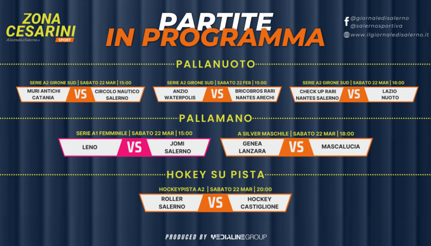 Sabato di sport salernitano per pallanuoto, pallamano e hockey su pista