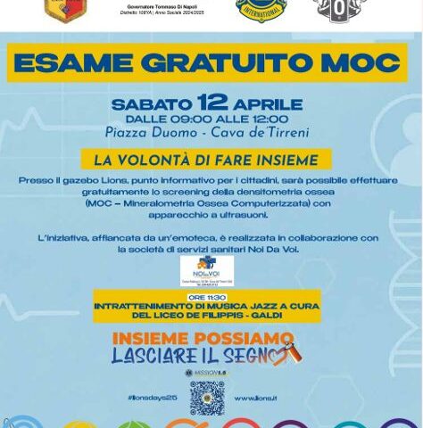 Lions day 2025: a Cava, esame gratuito della densimetria ossea