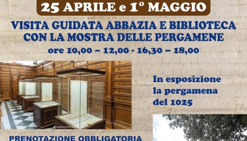 Cava de’ Tirreni, apertura straordinaria dell’Abbazia Benedettina il Lunedì dell’Angelo e il Primo Maggio