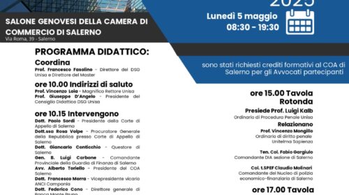 Salerno: Master di II Livello in Anticorruzione: lunedì al via presso la Camera di Commercio