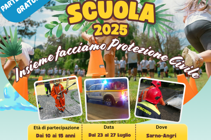 Aperte le iscrizioni al Campo scuola 2025 “Insieme facciamo Protezione civile”, che si svolgerà a Sarno ed Angri