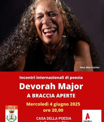 Baronissi:  Da San Francisco a Casa della Poesia, una delle voci più impegnate della poesia afroamericana, Devorah Major