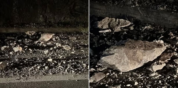 Frana nella notte sulla Statale 163 a Cetara, chiusa corsia lato montagna