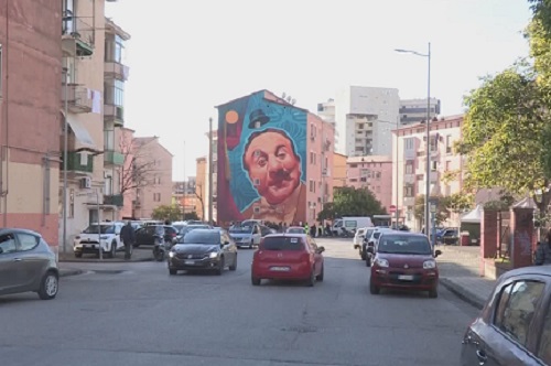 Mariconda si colora: inaugurato il murales dedicato a Eduardo Scarpetta, presenti i volontari del verde e Anpana