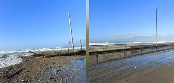 Mareggiata a Pontecagnano/Faiano: chiusa strada tra via Marconi Adriatico e zona Villaggio del Sole