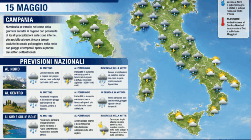 Meteo domani, in Campania nuvolosità in transito nel corso della giornata su tutta la regione